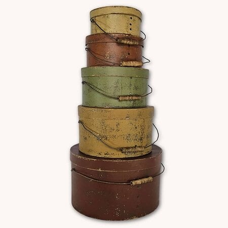 Round Pantry Boxes with Lid & Handle - Set of 5