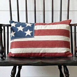 Patchy American Flag Pillow - 16" x 24"