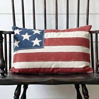 Patchy American Flag Pillow
