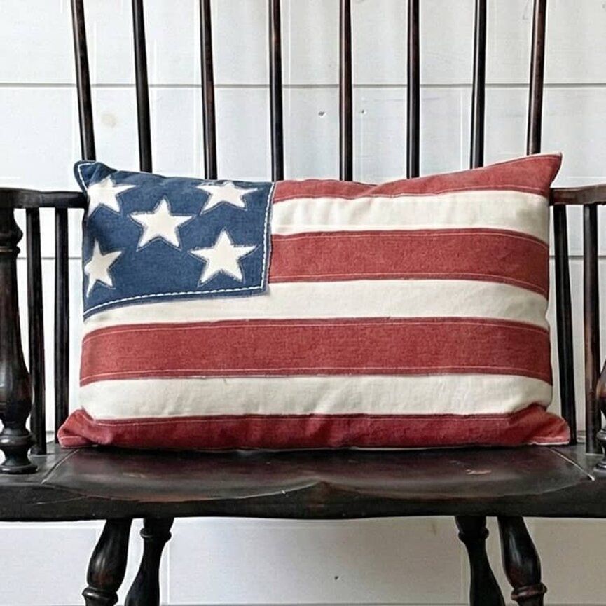 Patchy American Flag Pillow - 16" x 24"