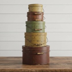 Round Pantry Boxes with Lid & Handle Set of 5 - 25.25"