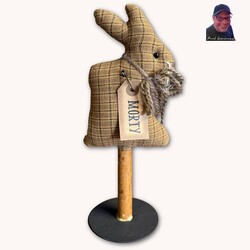 Brown Plaid Rabbit On Spool - 11"