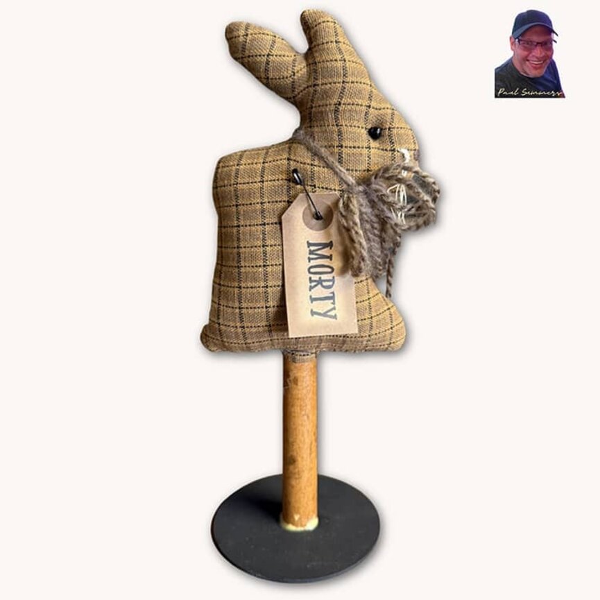 Brown Plaid Rabbit On Spool - 11"