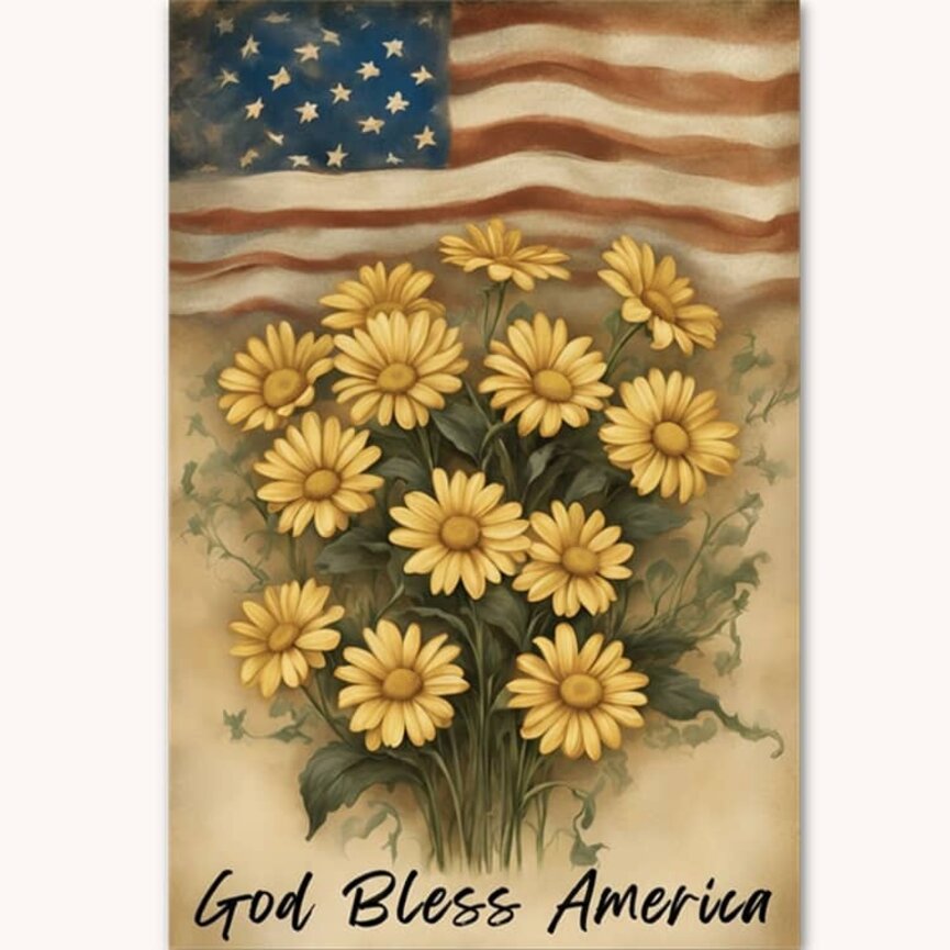 Americana Daisy Yard Flag Double Sided - 28" x 40"