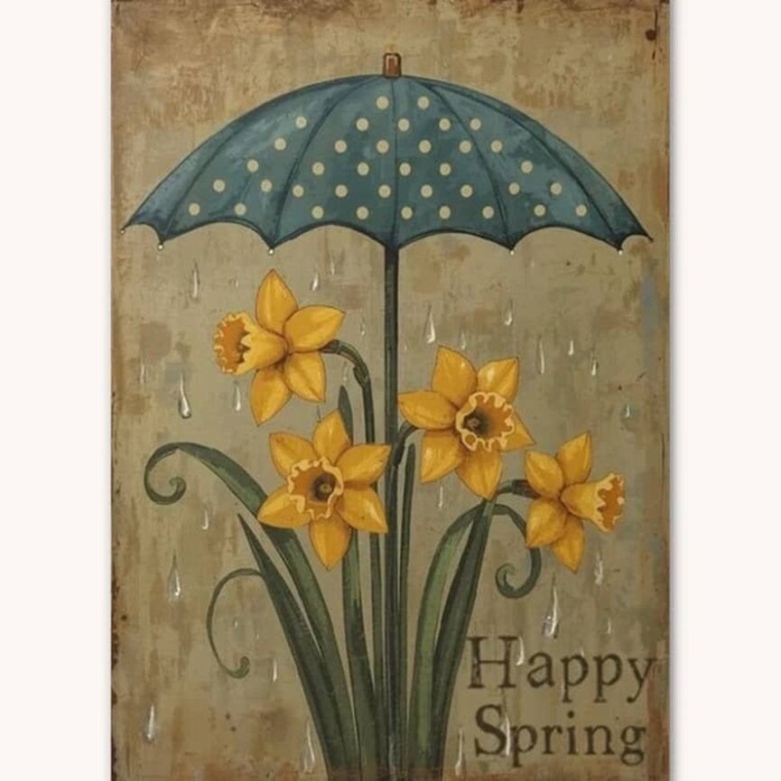 Happy Spring Umbrella Double Sided Large Yard Flag 28 W x 40 T