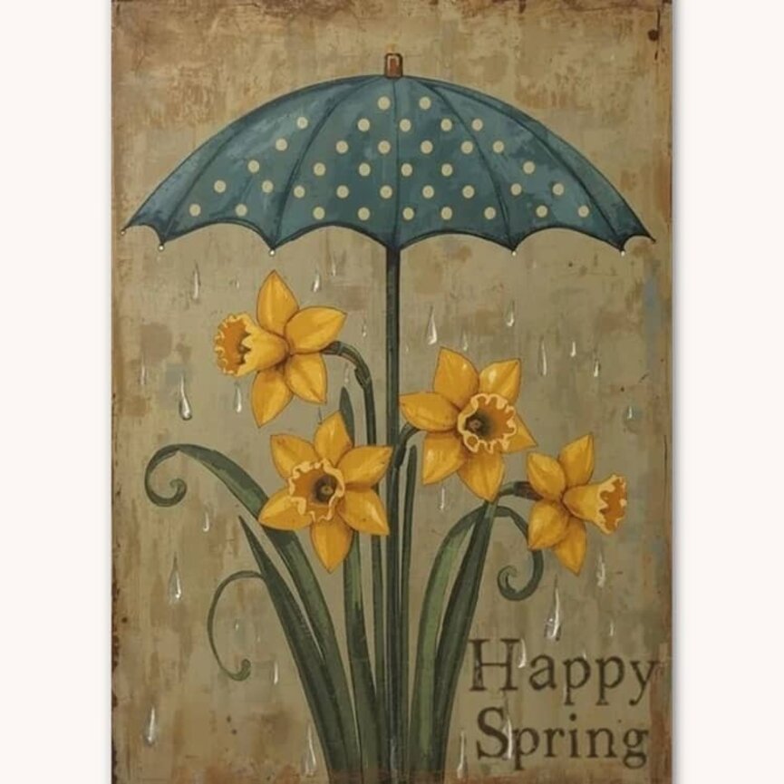 Happy Spring Umbrella Yard Flag - 40"