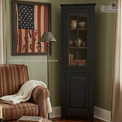 Black Pantry Cabinet with Glass Door