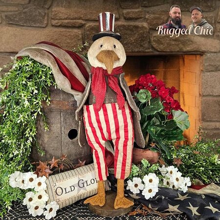 Patriotic Eagle Doll in Red Scarf Striped Pants