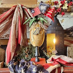 Patriotic Pineapple Spindle with Flags - 25"