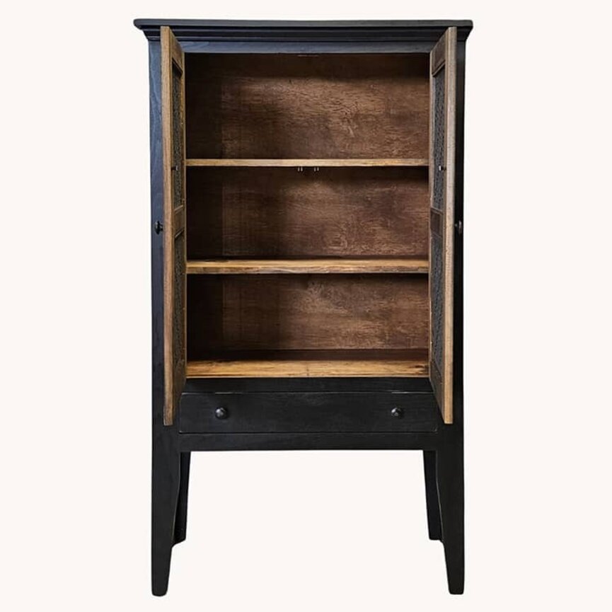 Pie Safe Black with Old Mill Insert - 62"