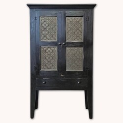 Pie Safe Black with Old Mill Insert - 62"