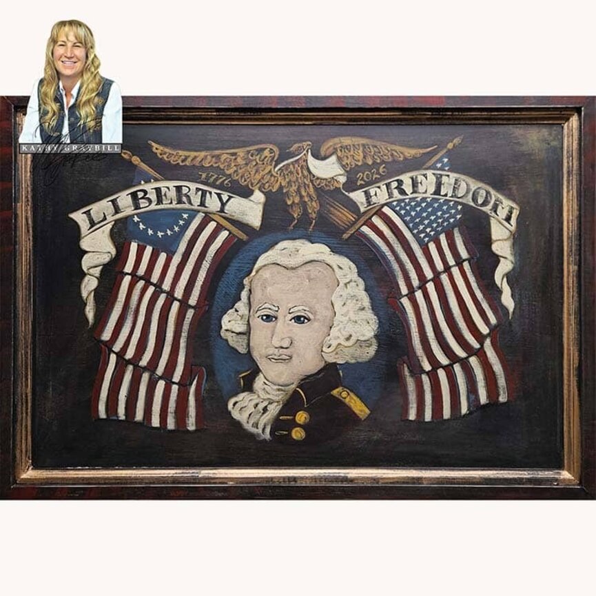 Kathy Graybill Hand Painted George Washington Original Artwork - 29.75" x 21.5"