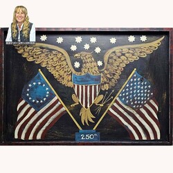 Kathy Graybill Hand Painted 250th Eagle & Flags with Stars - 26" x 37.5"