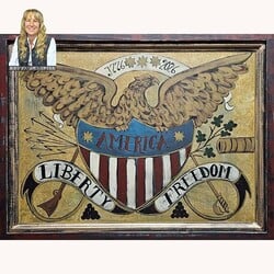 Kathy Graybill Hand Painted Eagle Liberty Freedom Original Artwork - 25.5" x 20.5"