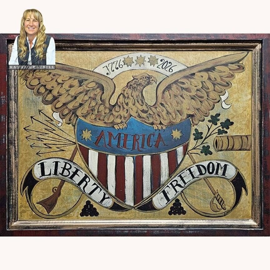 Kathy Graybill Hand Painted Eagle Liberty Freedom Original Artwork - 25.5" x 20.5"