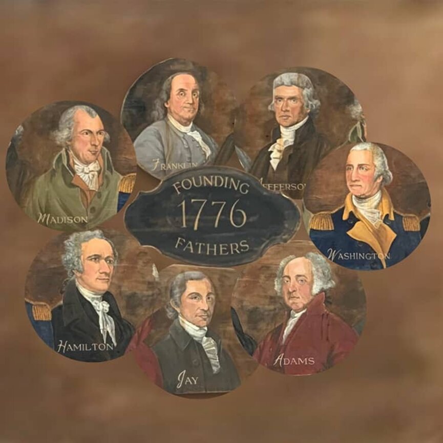 Terri Palmer Hand Painted Founding Fathers Original Artwork - 66" x 12"