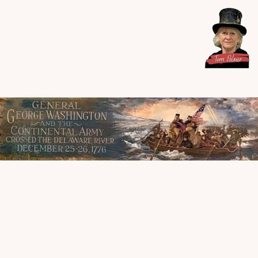Terri Palmer Hand Painted George Washington Crossing of the Delaware Original Artwork - 27" x 7.5"