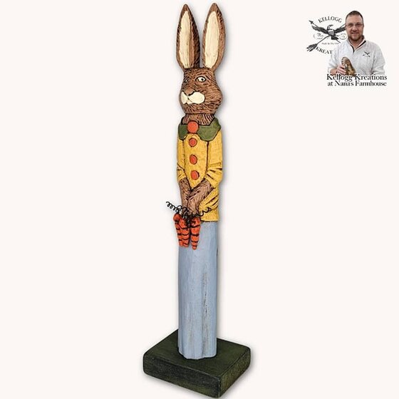 Girl Rabbit with Carrots Figurine