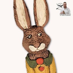 Hand Carved Girl Rabbit with Carrots - 11.5"