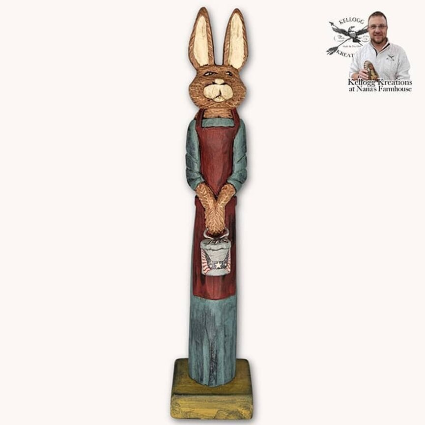 Patriotic Girl Rabbit with Americana Bucket - 11"