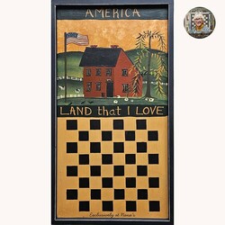 America Land That I Love with House & Flagpole Checkerboard  - 11" x 19"