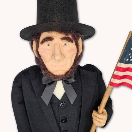 Abe Lincoln Holding American Flag Doll