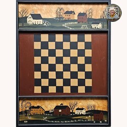 Salt Box House Farm Scene Checkerboard - 15" x 23"