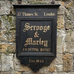 Scrooge & Marley Counting House Handpainted Black Board Sign - 23.75" x 32"