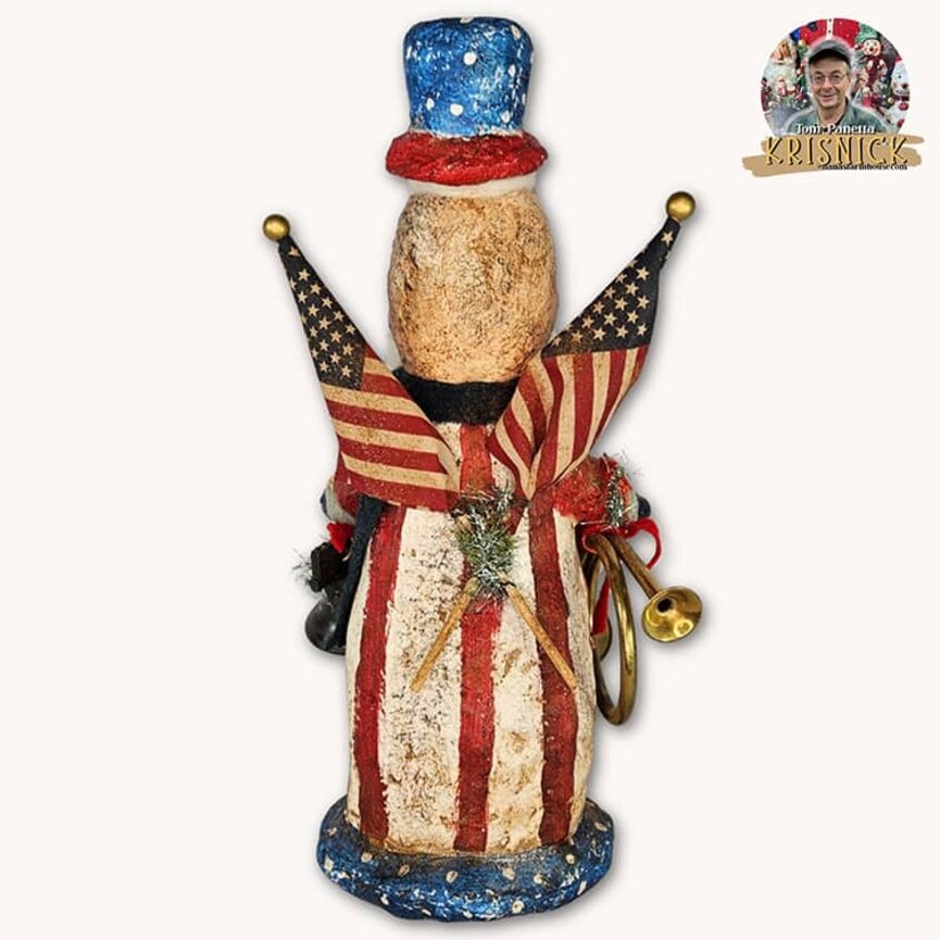 Krisnick - Uncle Sam with Liberty Bell Stars Stripes Horn & Flags - 16" x 6"
