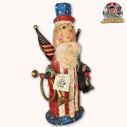 Krisnick - Uncle Sam with Liberty Bell Stars Stripes Horn & Flags - 16" x 6"