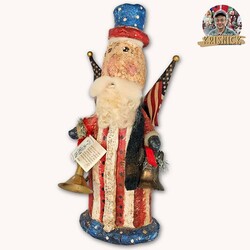 Krisnick - Uncle Sam with Liberty Bell Stars Stripes Horn & Flags - 16" x 6"