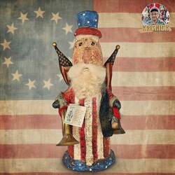 Krisnick - Uncle Sam with Liberty Bell Stars Stripes Horn & Flags - 16" x 6"