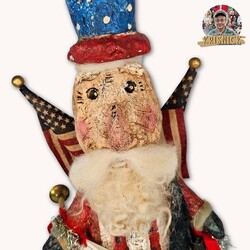 Krisnick - Uncle Sam with Liberty Bell Stars Stripes Horn & Flags - 16" x 6"