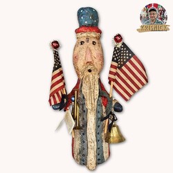 Krisnick Uncle Sam with Sculpted Beard Flags Horn & Bell - 16"
