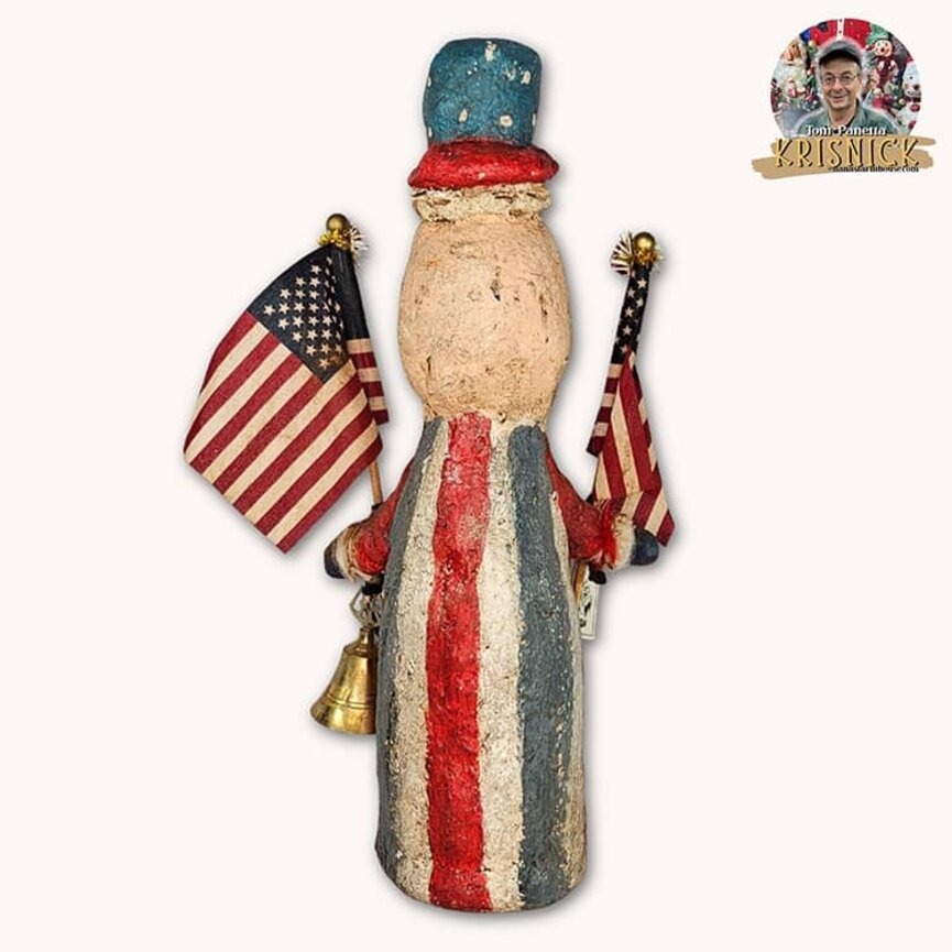 Krisnick Uncle Sam with Sculpted Beard Flags Horn & Bell - 16"