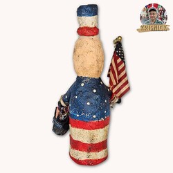Krisnick Uncle Sam with Flag & Blue Basket - 14.5"