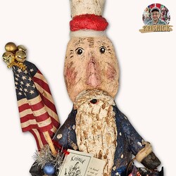 Krisnick Uncle Sam with Flag & Blue Basket - 14.5"