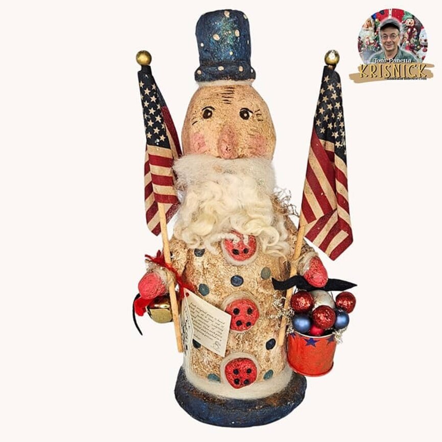 Krisnick Uncle Sam with Flags & Bucket - 14"