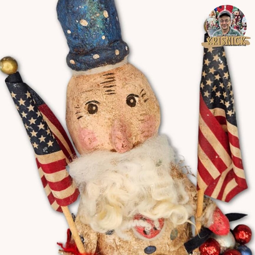 Krisnick Uncle Sam with Flags & Bucket - 14"