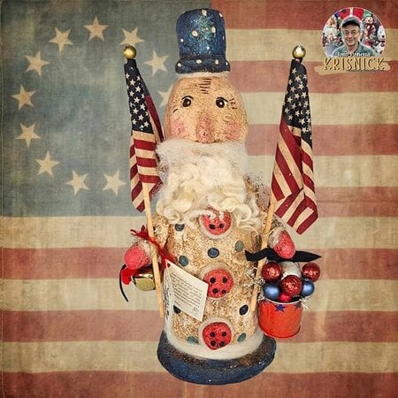 Uncle Sam with Flags & Bucket