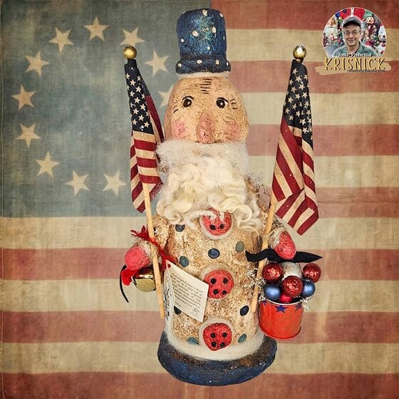 Uncle Sam with Flags & Bucket