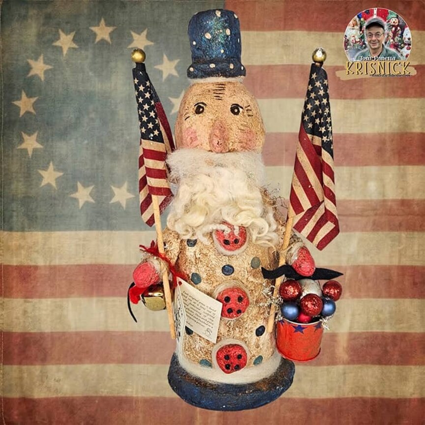 Krisnick Uncle Sam with Flags & Bucket - 14"