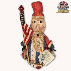 Krisnick Uncle Sam on Wood Heart with Bells - 11"