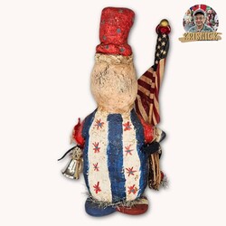 Krisnick Uncle Sam on Wood Heart with Bells - 11"