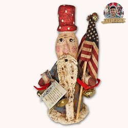 Krisnick Uncle Sam with Flag, Bell & Horn - 11"
