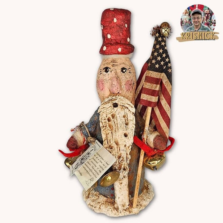 Krisnick Uncle Sam with Flag, Bell & Horn - 11"