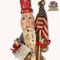Krisnick Uncle Sam with Flag, Bell & Horn - 11"