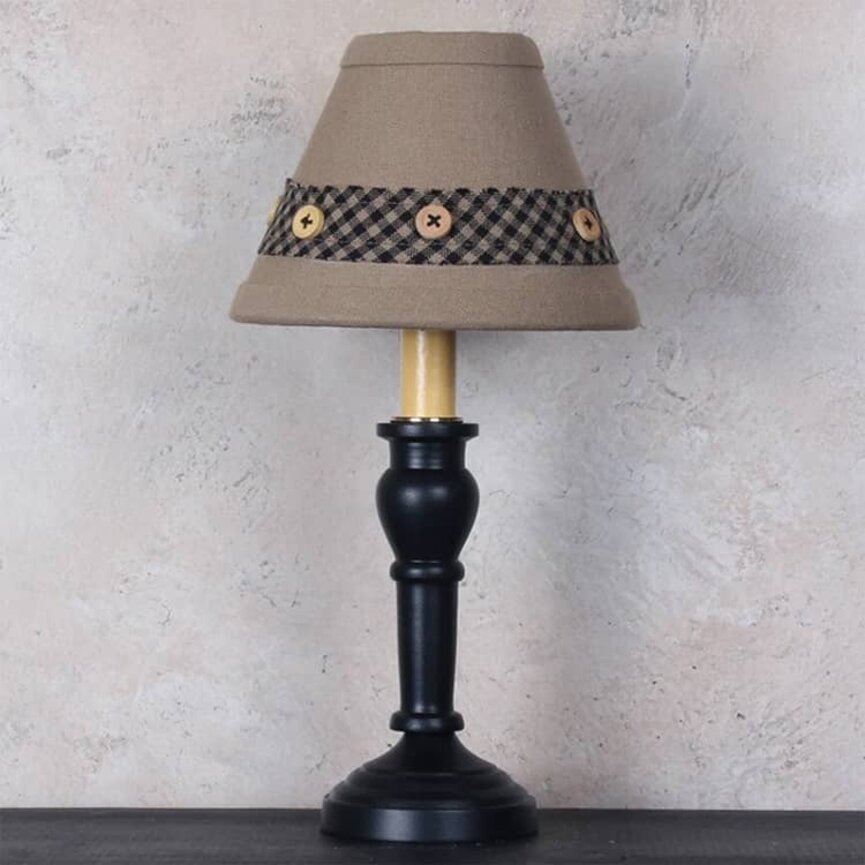 Oat & Gingham Clip Lampshade with Buttons - 6"
