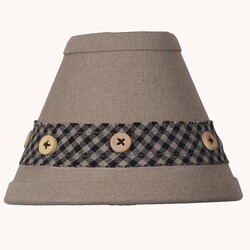 Oat & Gingham Clip Lampshade with Buttons - 6"