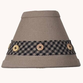 Oat & Gingham Clip Lampshade with Buttons - 6"